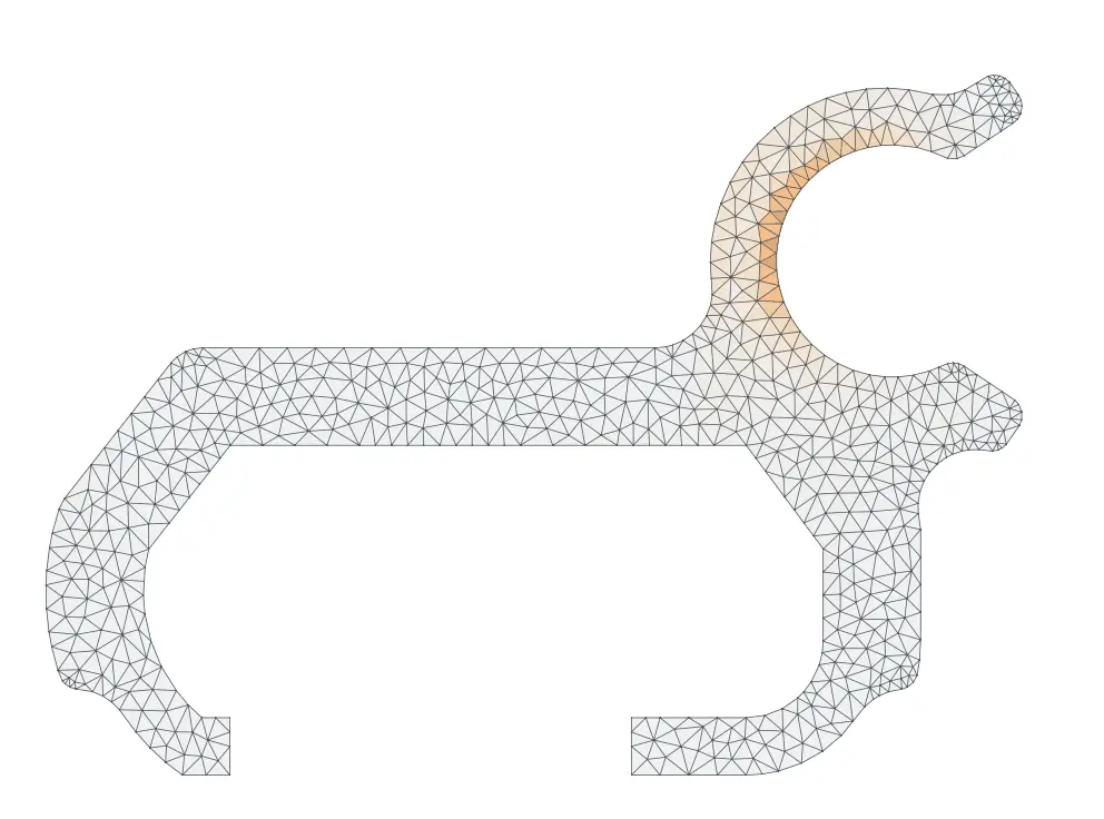 The whole new clip divided into about 1,100 small triangles, with the claw tinted orange where it stretches.